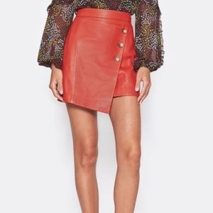 NWT Joie Ebert Red Leather Skirt